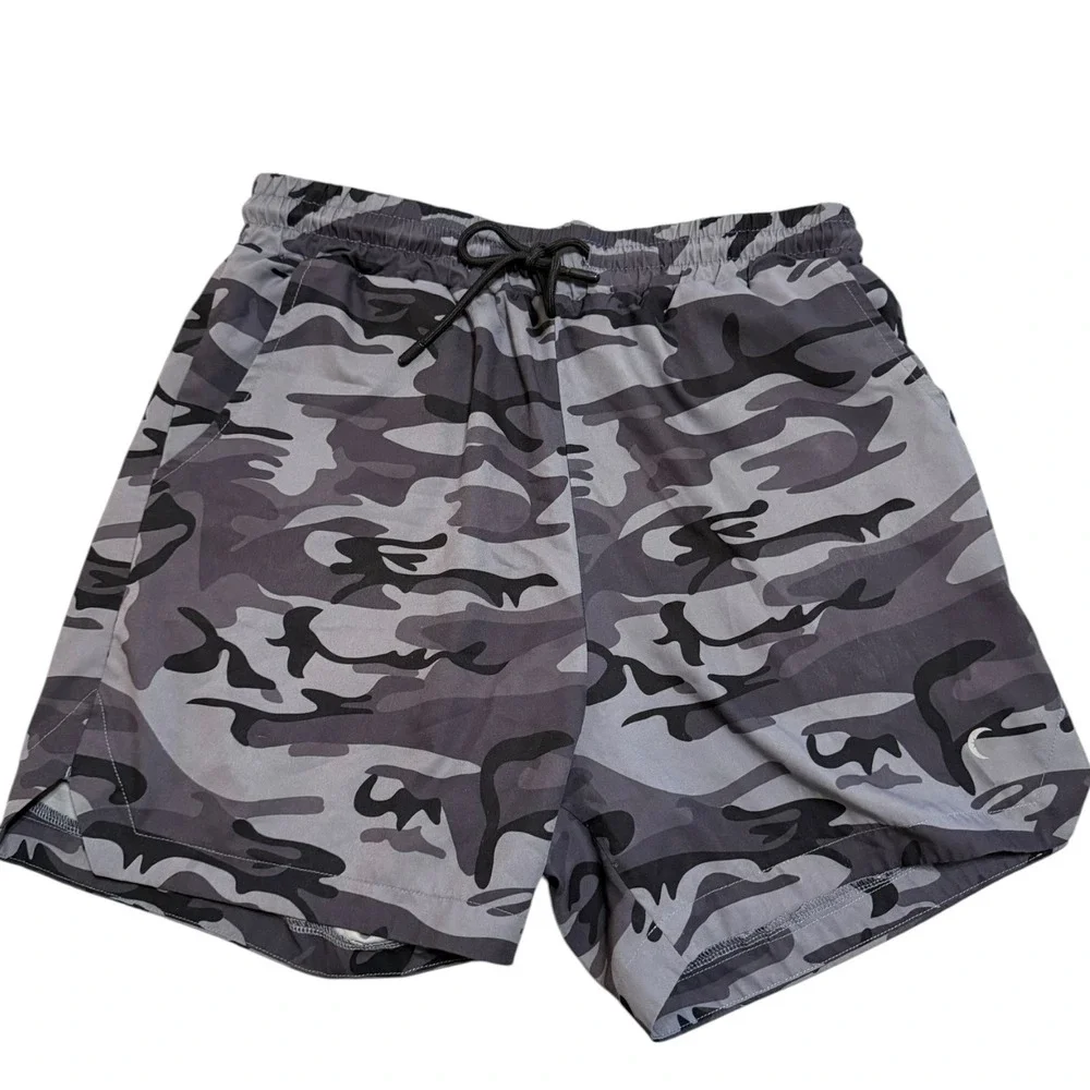Zyia Active Men's Gray Camo 5 Star Lined Running Shorts Workout Size M Athletic‎
